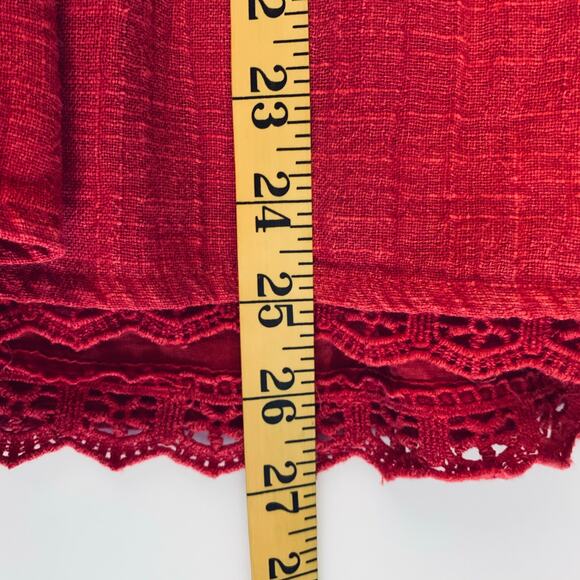 BOHERA Blouse XL Boho Shirred Ruffle Tiered Pinkilicious V-Neck Lace & Beads NWT - Picture 15 of 15